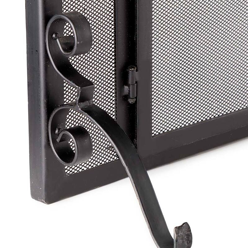 44" x 33" Flat Guard Fireplace Screen With Doors in Solid Steel