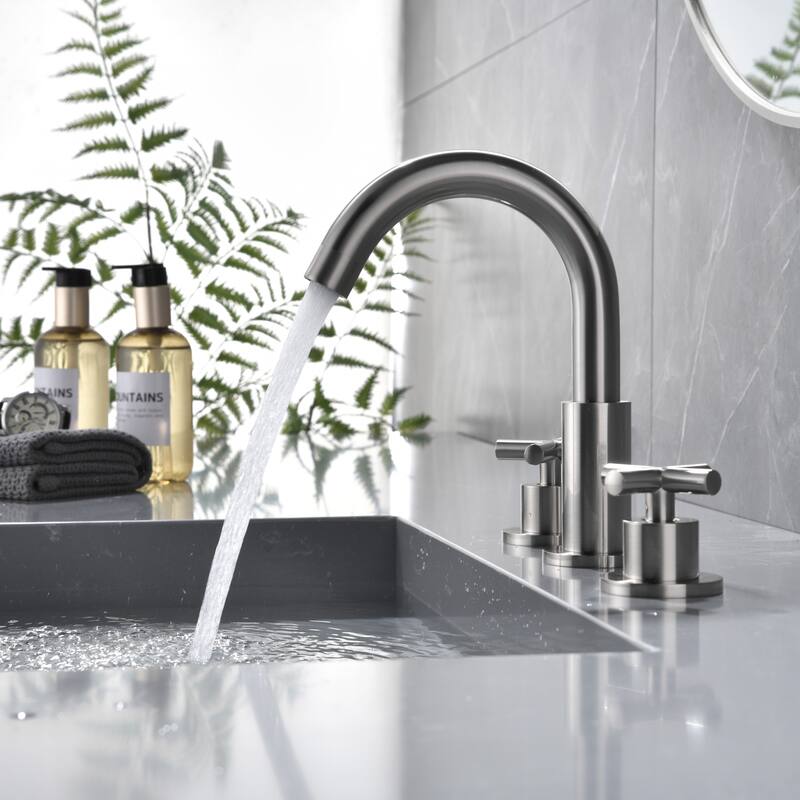 Luxury Gold / Nickel / Black 360 Swivel Bathroom Faucet Widespread with 2 Cross Handles