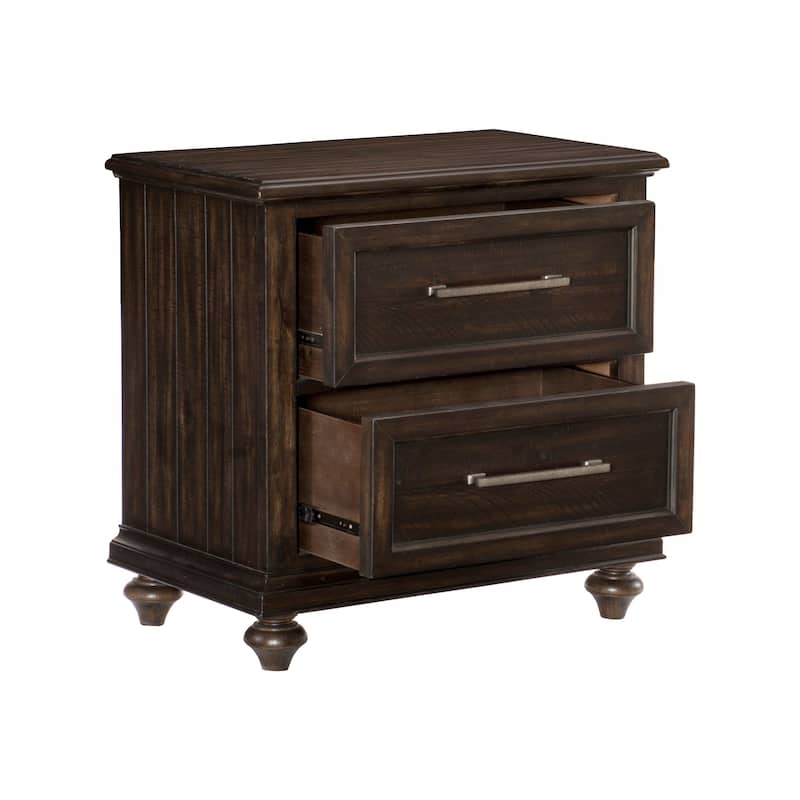 Driftwood Charcoal Finish Bedroom Set 3pc Bed and Two Nightstands