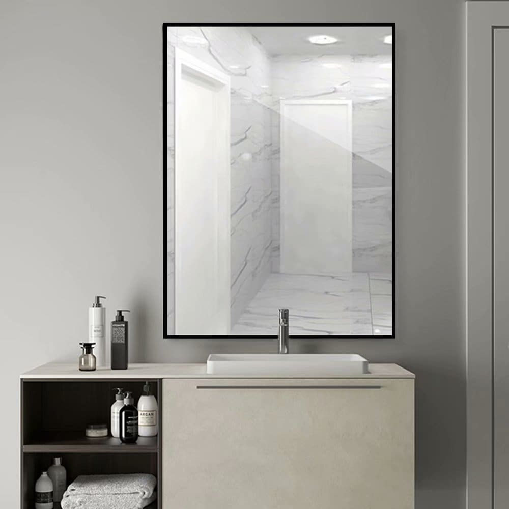 images Rectangular Black Framed Bathroom Mirror black large rectangle bathroom wall mounted vanity mirror