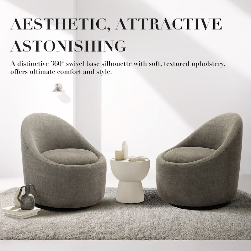 Modern Barrel Swivel Accent Chair - 360° Rotation & Hidden Storage Ottoman, Compact for Small Spaces