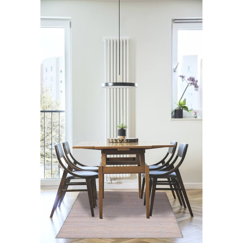 ECARPETGALLERY Flat-Weave Palas Denizli Blue, Tan Jute Kilim - 5'4 x 7'5