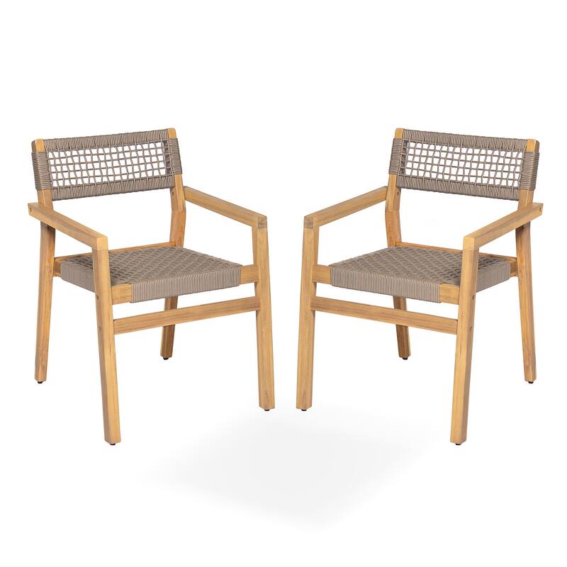 Christopher Knight Home - Lyla Outdoor Rope Woven Acacia Dining Chair Set (Only chair)
