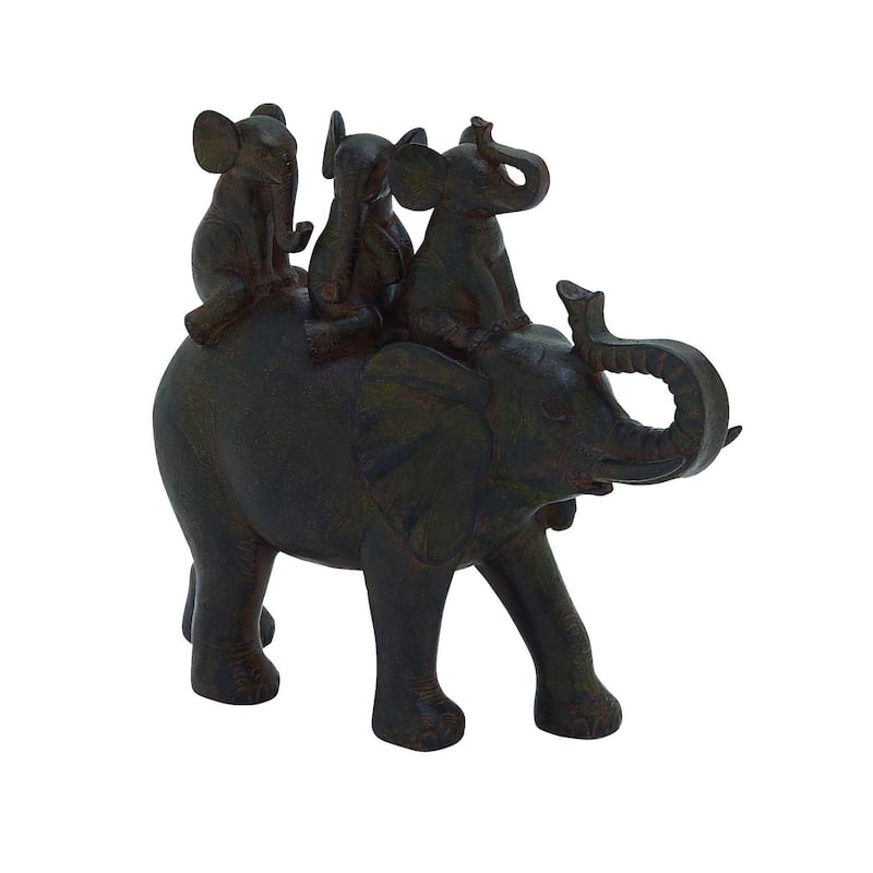 Brown Polystone Elephant Decorative Sculpture