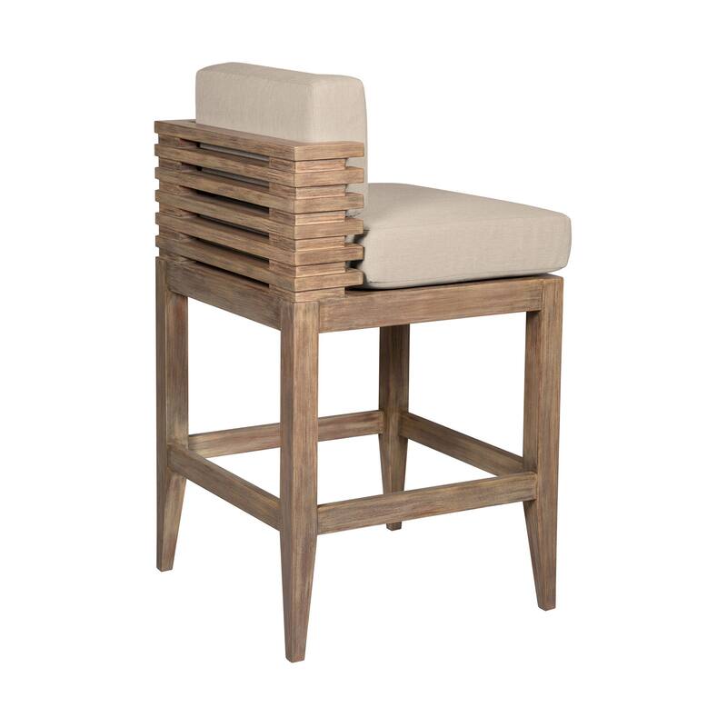 Hida 28 Inch Outdoor Patio Counter Stool Chair, Taupe, Olefin Cushions