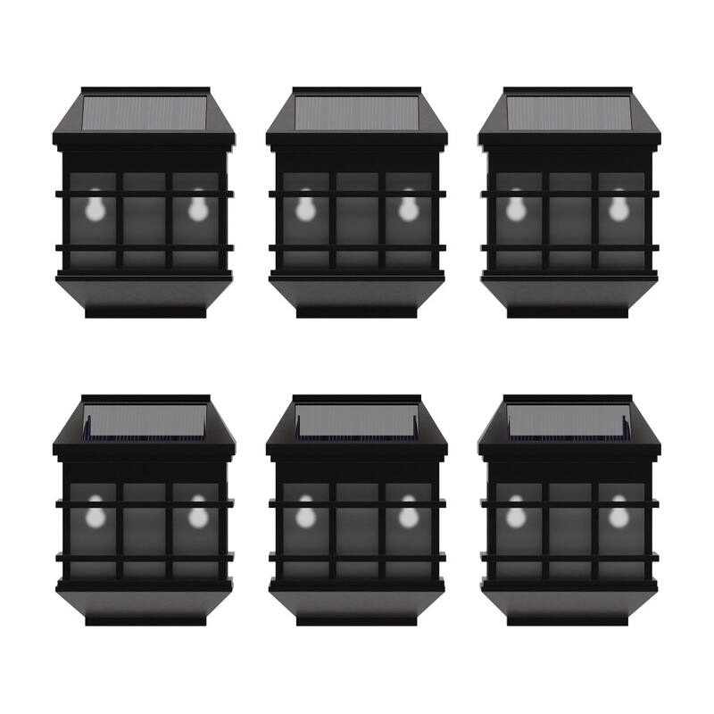 Decorative Wall Mount Solar Powered Lighting for Decks and Fencing - Set of 6 - Brown