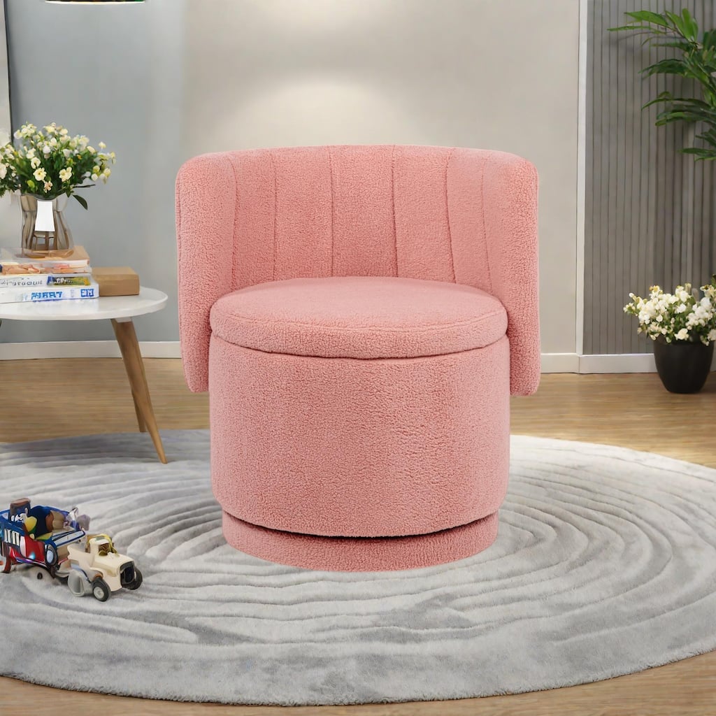 Boucle Swivel Chair with 360° Rotating Storage Accent Chair for Living Room/Bedroom