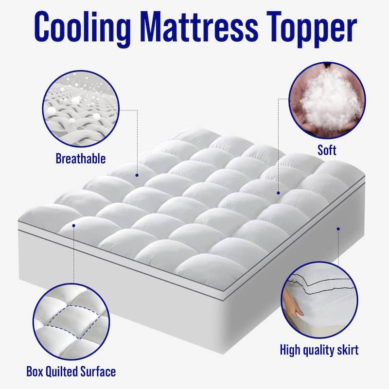 Extra Thick&Down Alternative Mattress Topper With 8-21 Inch Deep Pocket