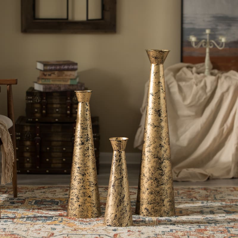 Brushed Paint Unique Straight Vase: Modern Metal Decorative Floor Vase - Flower Holder for Entryway, Living Room, or Dining Room
