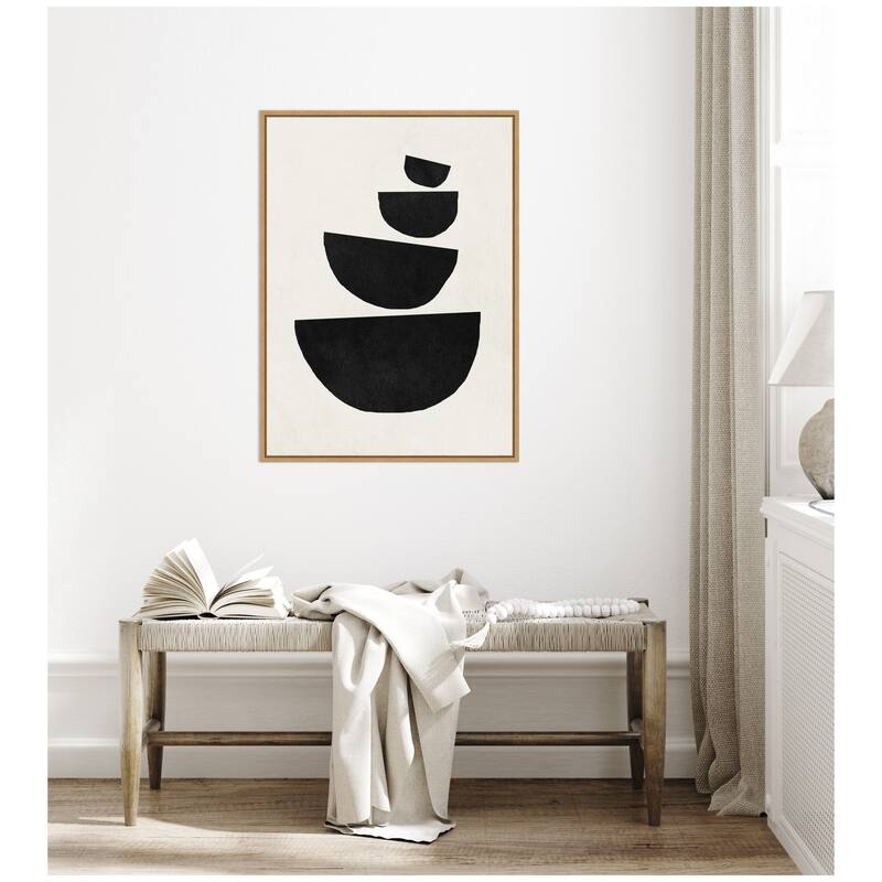 Kate and Laurel Sylvie Black Geometric Abstract 1 Framed Canvas by July Art Prints