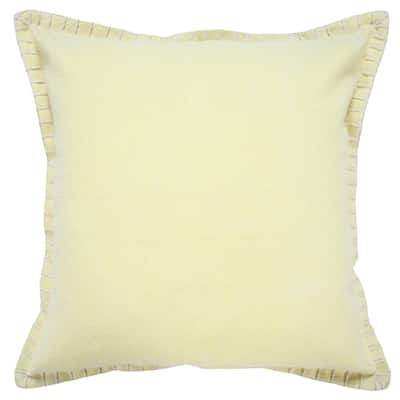 HomeRoots 20" X 20" Light Yellow 100% Cotton Zippered Pillow