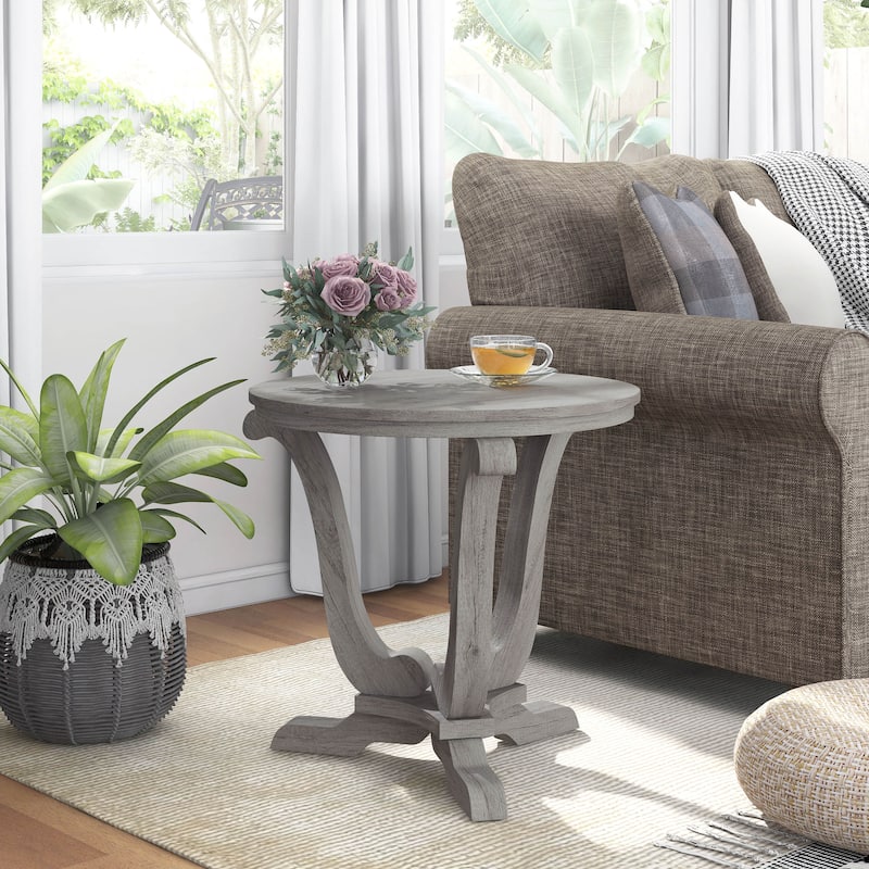 DH BASIC Farmhouse Vintage Grey Oak 25-inch End Table by Denhour - Vintage Grey Oak