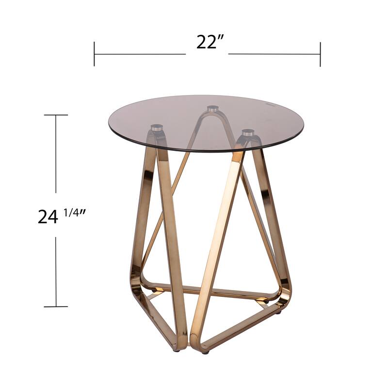 SEI Furniture Sawtelle Contemporary Geometric Round Champagne Glass Side Table
