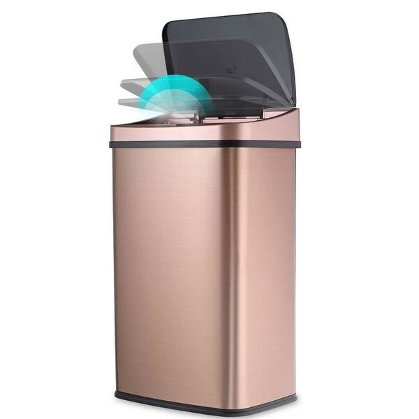 Gold 13 Gallon Stainless Steel Kitchen Trash Can With Motion Sensor Lid