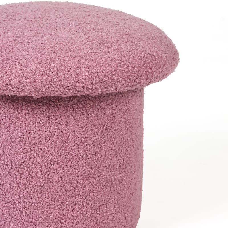 Adeco Mushroom Ottoman Teddy Velvet Foot Stool