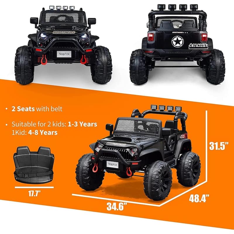 12V 2-Seater Kids Electric Ride-On Truck with Remote Control, Spring Suspension & Music - Black