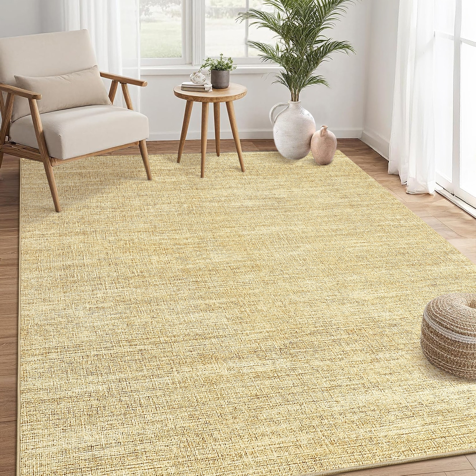 Garvee Modern Solid Color Area Rug Washable Soft Non Slip Low Pile Throw Rugs for Living Room Bedroom