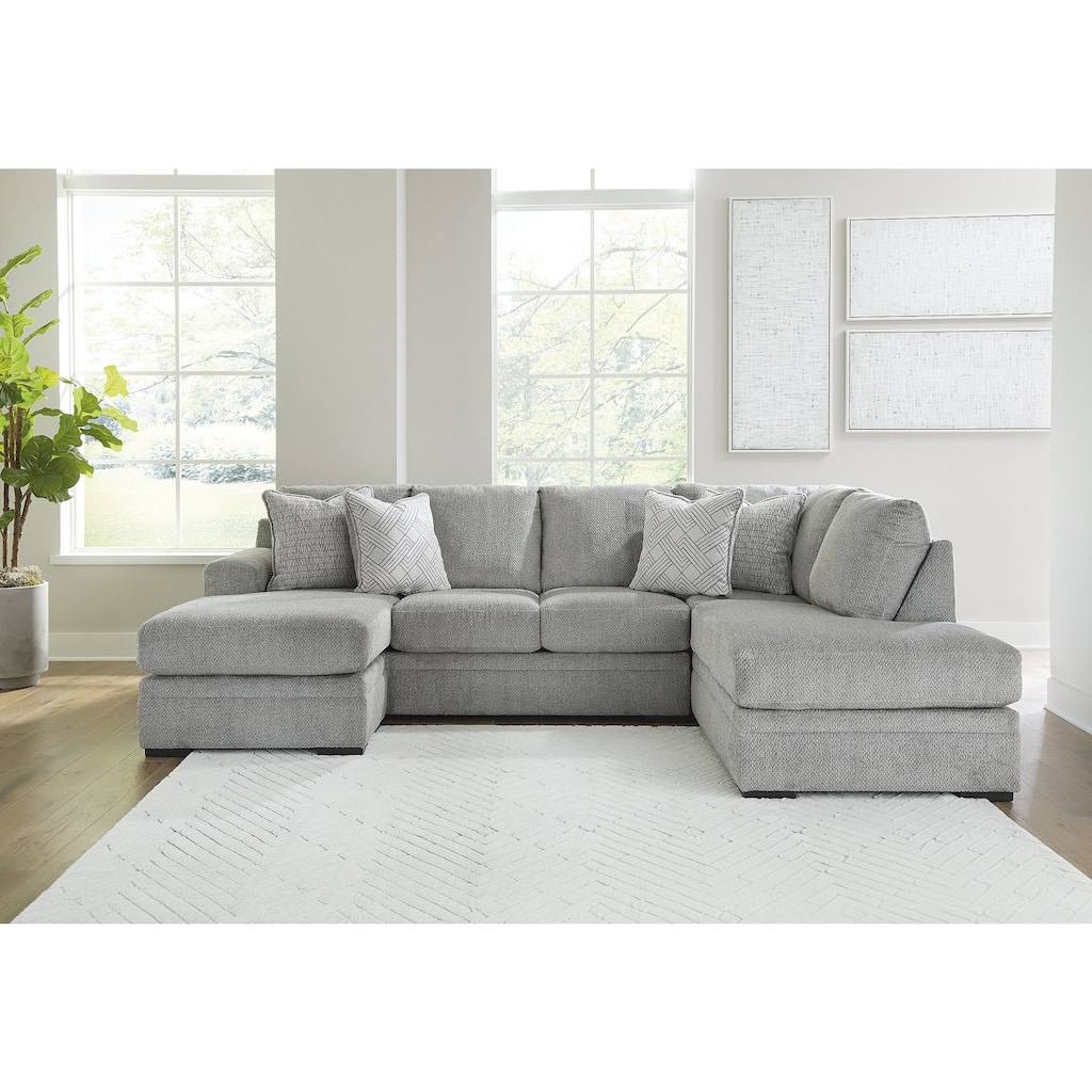 Signature Design by Ashley Casselbury Light Gray 2-Piece Sectional with Chaise - 124"W x 86"D x 40"H