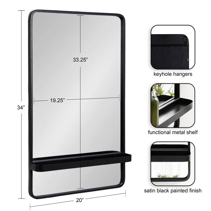 Kate and Laurel Estero Wall Rectangle Mirror with Shelf