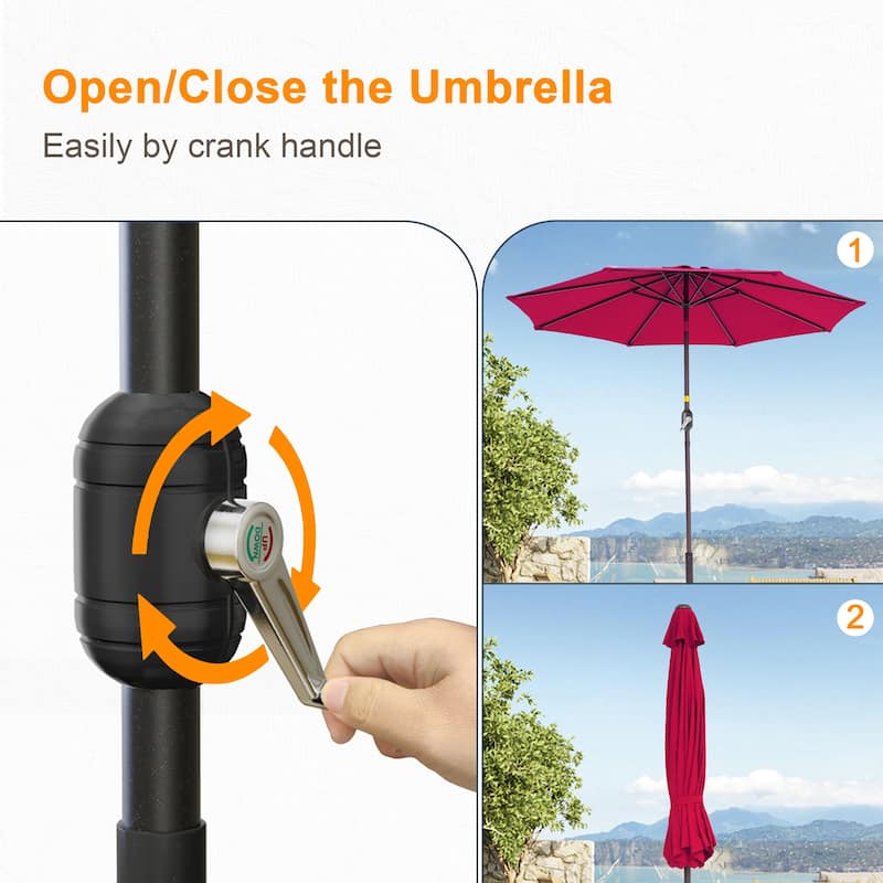 LIVOOSUN 9ft Patio Umbrella Outdoor Table Umbrella with Tilt and Crank