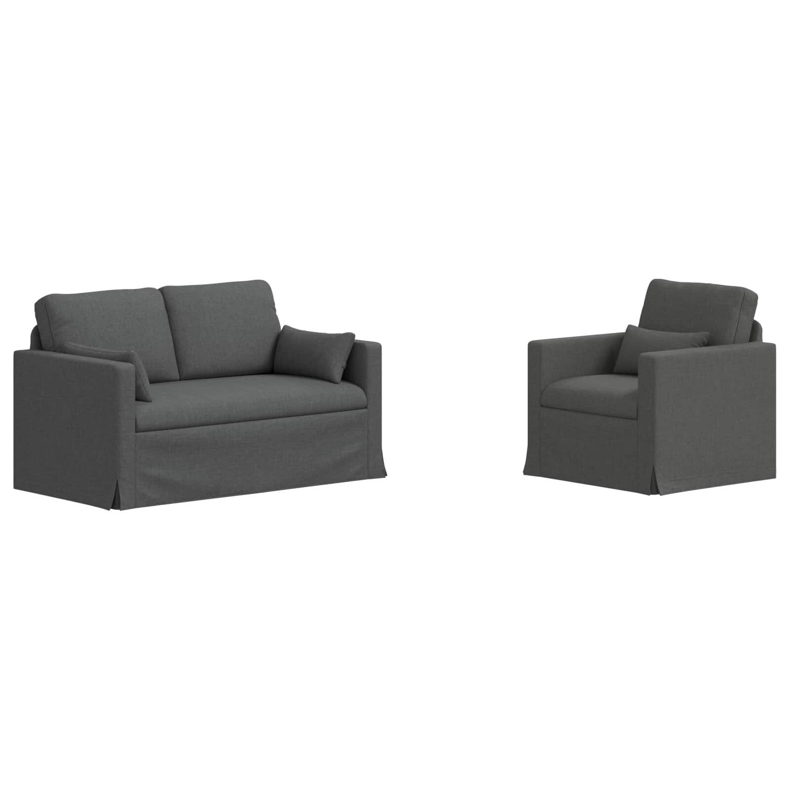 vidaXL Sofa 2 pcs Dark Grey in Fabric - Overstock - 43889729