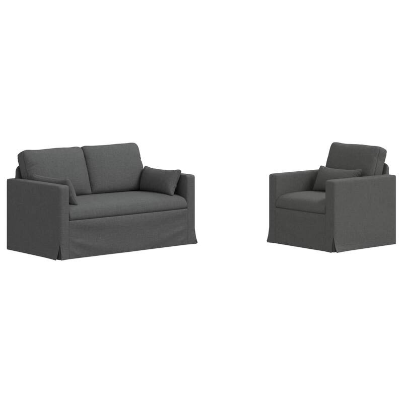 vidaXL Sofa 2 pcs Dark Grey in Fabric