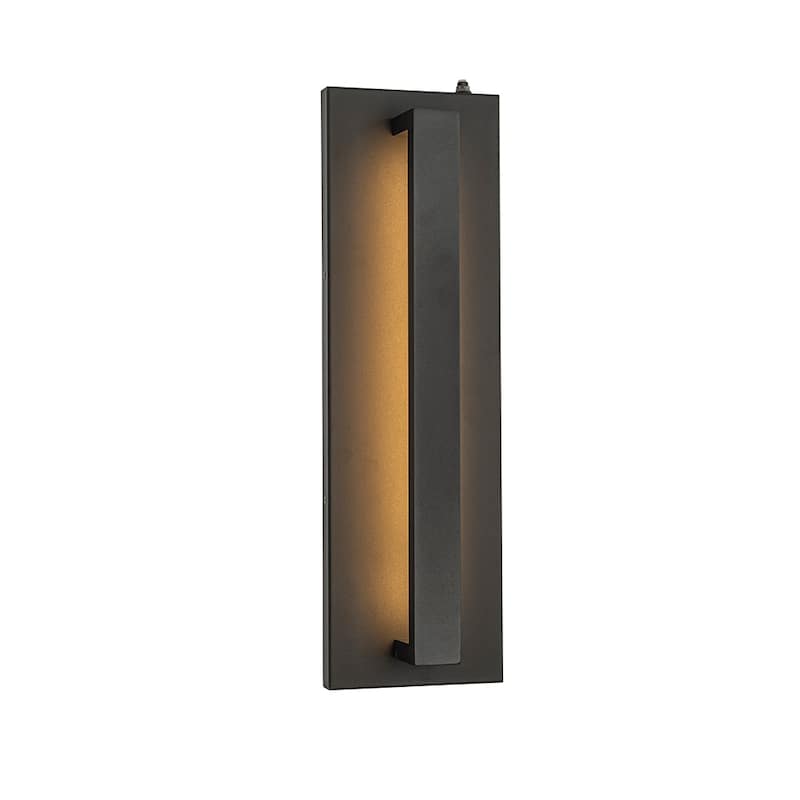 1-Light in Minimalist Modern Linear 23W Integrated LED Outdoor Wall Sconce with Dusk to Dawn Sensor in Matte Black for Porch - W6'' - Matte Black