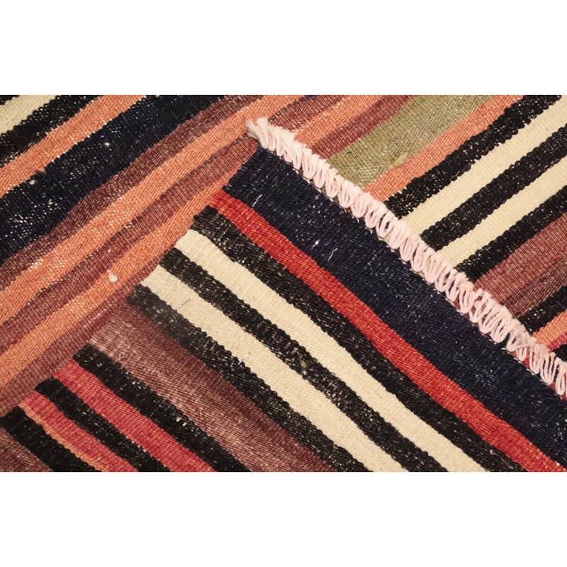 Hand Woven Oriental 100% Wool Carpet Southwestern Tribal Multi-Colored Kilim Area Rug - 9' 3'' X 4' 11''