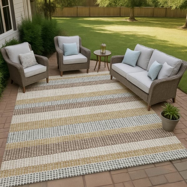 slide 2 of 151, Machine Washable Indoor/ Outdoor Cabana Stripe Chantille Rug Beige - 10' x 14'