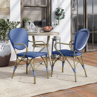 Courtnie French Blue PE Wicker Outdoor Dining Chairs (Set of 2) by Furniture of America - Set of 2