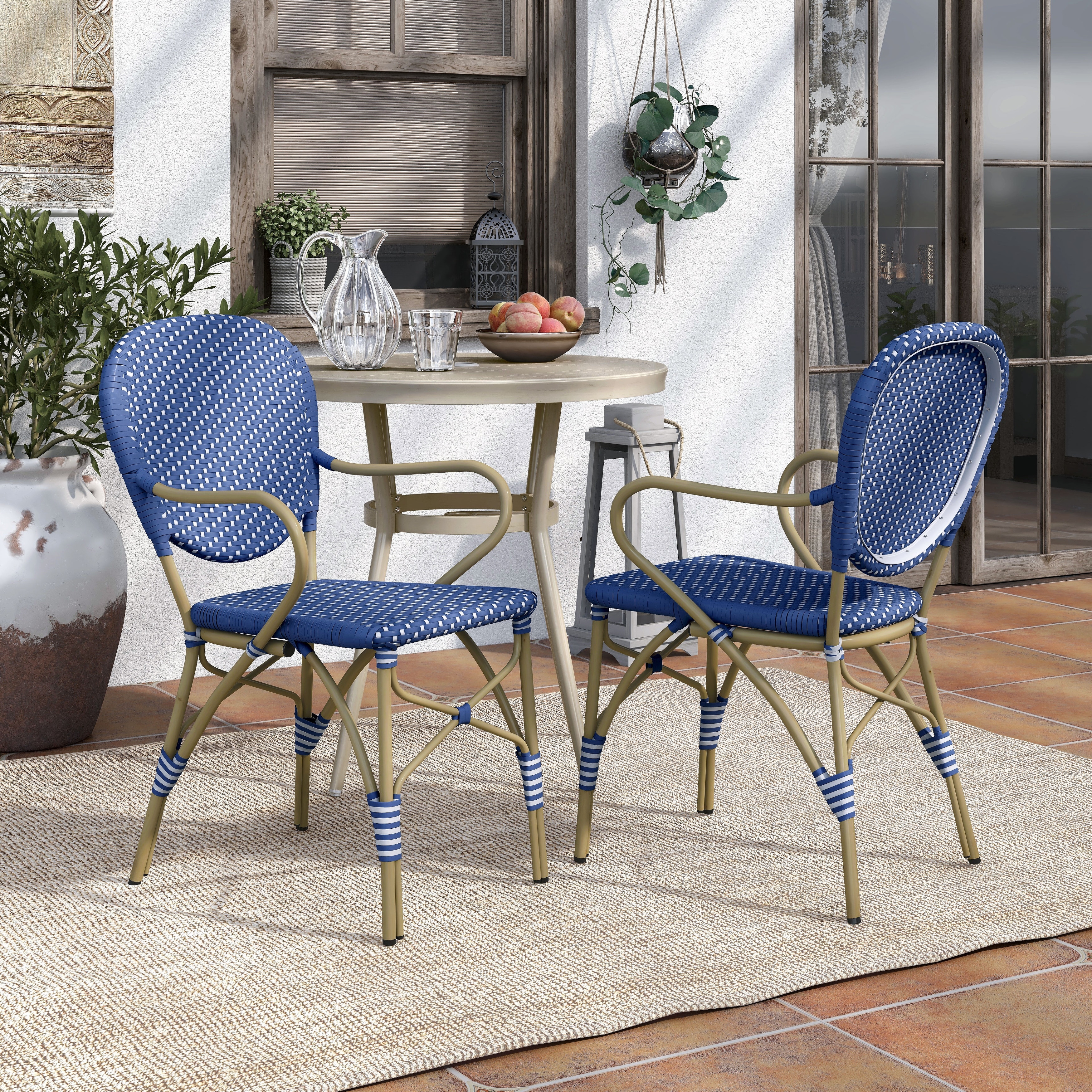 Furniture of America Courtnie Blue PE Wicker Outdoor Dining Chairs (Set of 2) - Set of 2