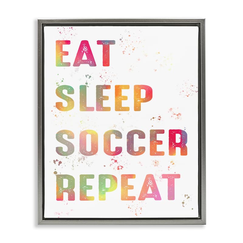 Stupell Pastel Soccer Motivation Framed Floater Canvas Wall Art Design By Marcus Prime - 25 x 31 - Grey