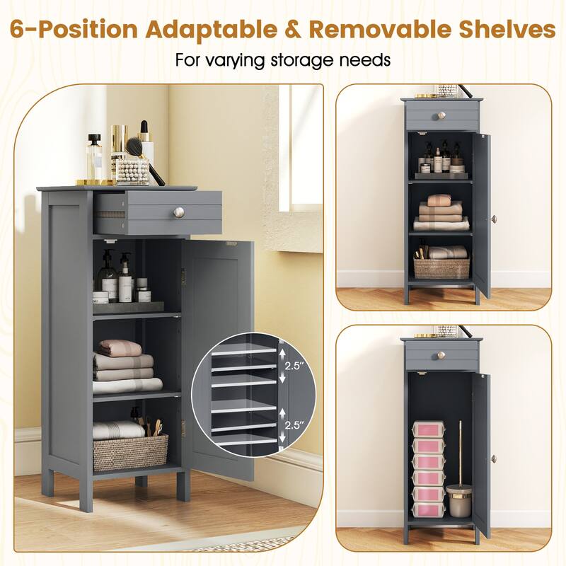 Costway Bathroom Floor Cabinet Storage Organizer Free-Standing with - See details