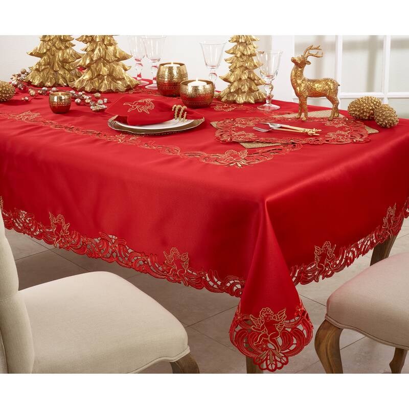 Embroidered Angel Cherub Design Christmas Table Runner