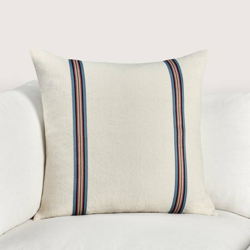 Villa by Classic Home Bacall 22" White Linen Blend Throw Pillow