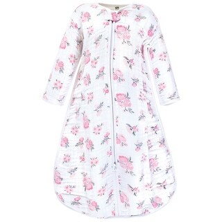 Hudson Baby Infant Girl Long Sleeve Muslin Sleeping Bag, Wearable Blanket, Sleep Sack, Pink Floral