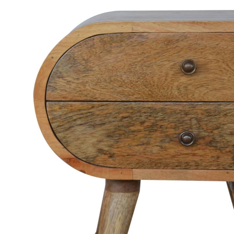 HomeRoots 21" Light Brown Solid Wood Oval Two Drawer Nightstand