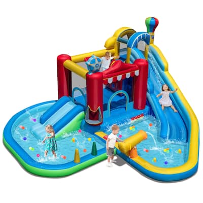 Costway Inflatable Water Park Kids Blow up Water Slide with Splash - Multi-Color - See Details