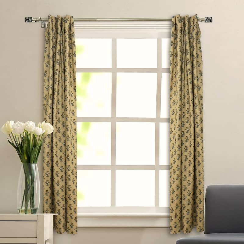 Fabdivine Handmade Block Print Floral Curtain Perfect for Room or Window Décor