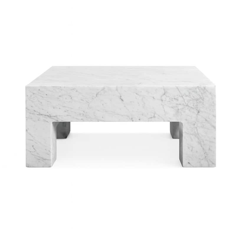 Genuine Marble Rectangular Four Legs Coffee Table - Carrara Marble - Marble