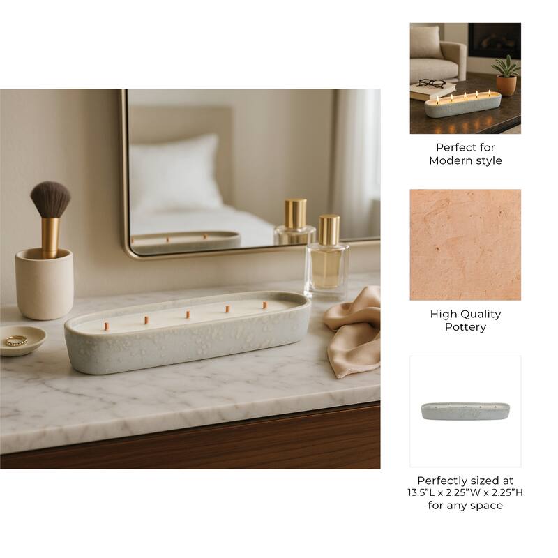 Pottery Wicks Decorative Indoor Candle for Home Decor - 14" Blue - 13.5"