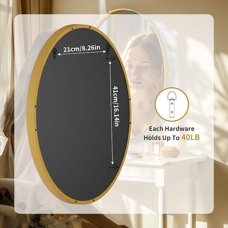 Oval Accent Wall Mount Mirror with Metal Frame