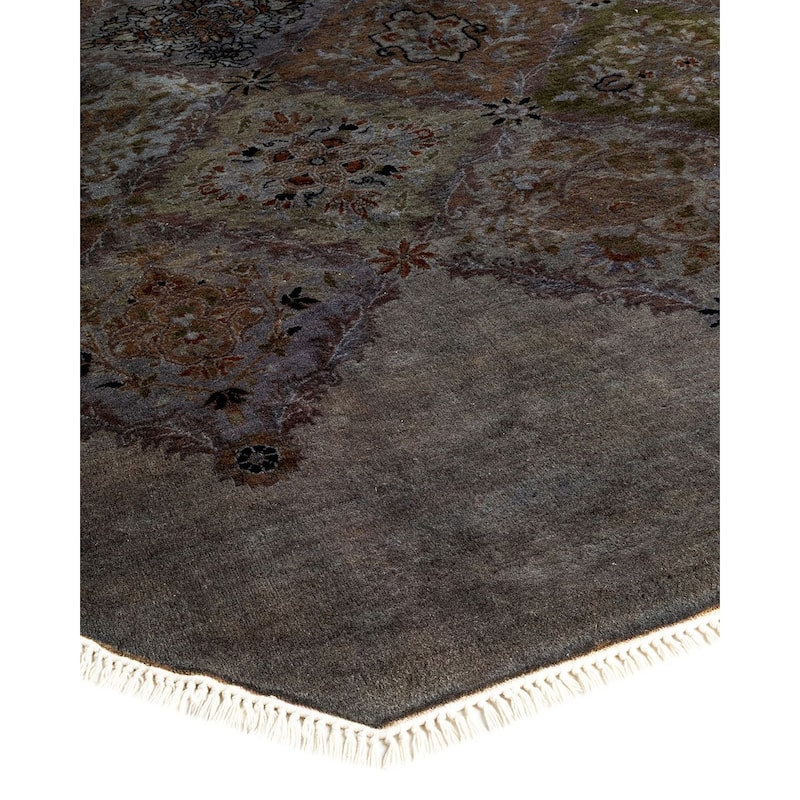 Overton Hand Knotted Wool Vintage Inspired Modern Contemporary Overdyed Brown Octagon Area Rug - 9' 1" x 9' 1"