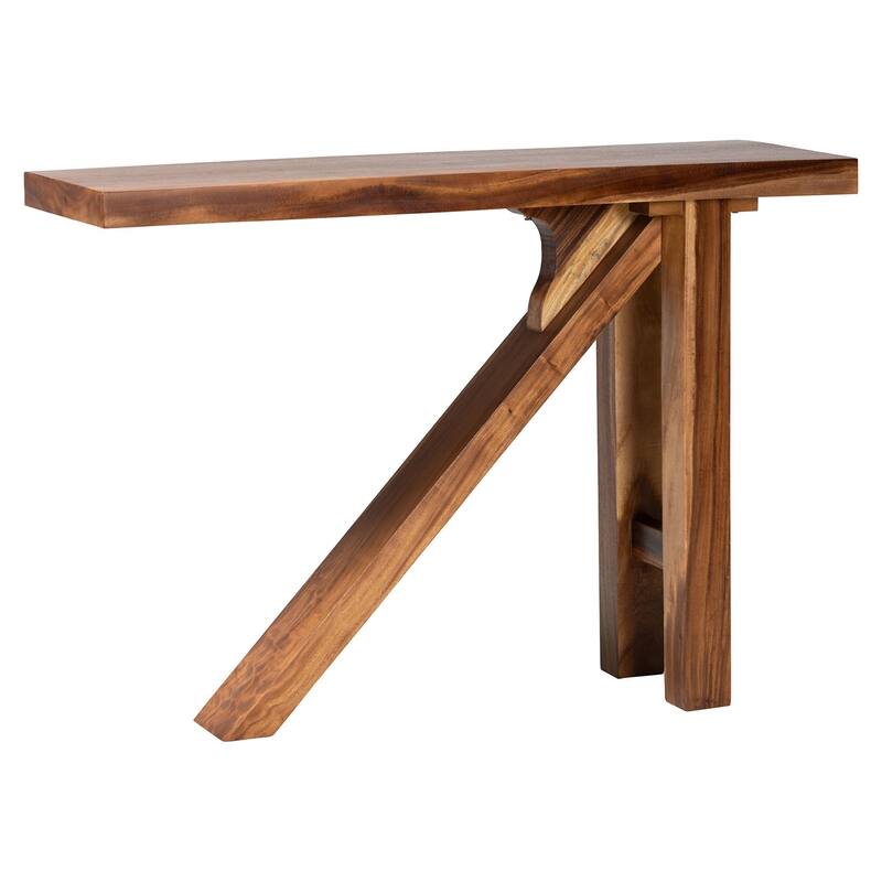 Luli 5-Piece Suar Wood Bar Table Set - Modern Bar-Height with Sculptural Table, Handcrafted Natural Wood Furniture for Kitchen