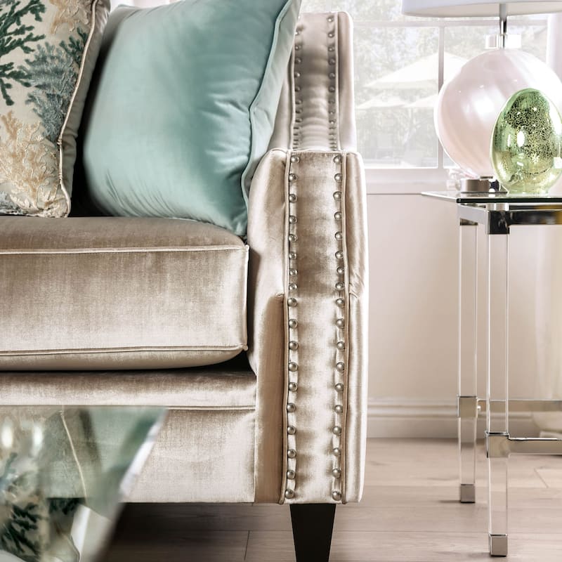 Vynn Transitional Chenille Upholstered Nailhead Trim Sofa by Furniture of America