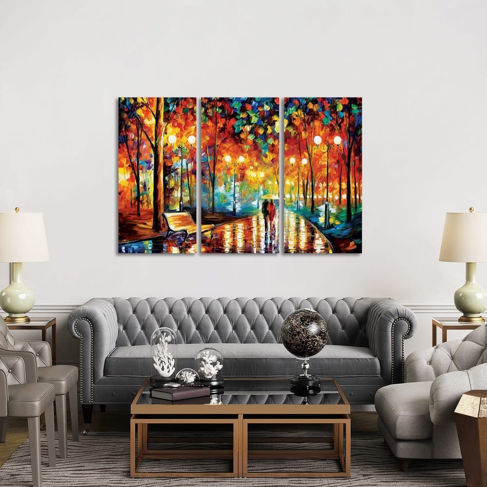 iCanvas "Rain's Rustle II" by Leonid Afremov 3-Piece Canvas Wall Art Set