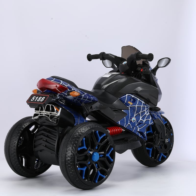 Kids Electric Motorcycle Blue Ride-On Motorcycle Ride-On Bike Toddler Motorcycle with Bluetooth & Lights