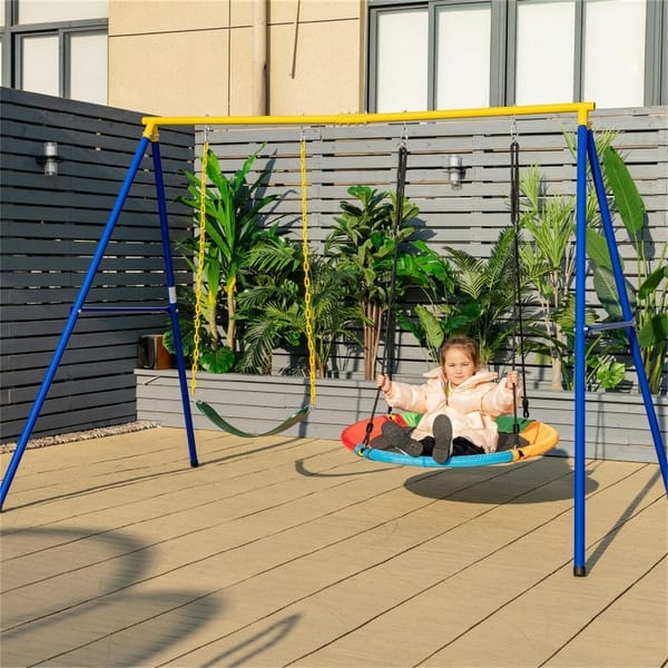 slide 2 of 7, 2-Pack Swing Set Swing Seat Replacement and Saucer Tree Swing Black