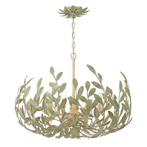 slide 2 of 5, Broche 6 Light Champagne Green Tea Chandelier