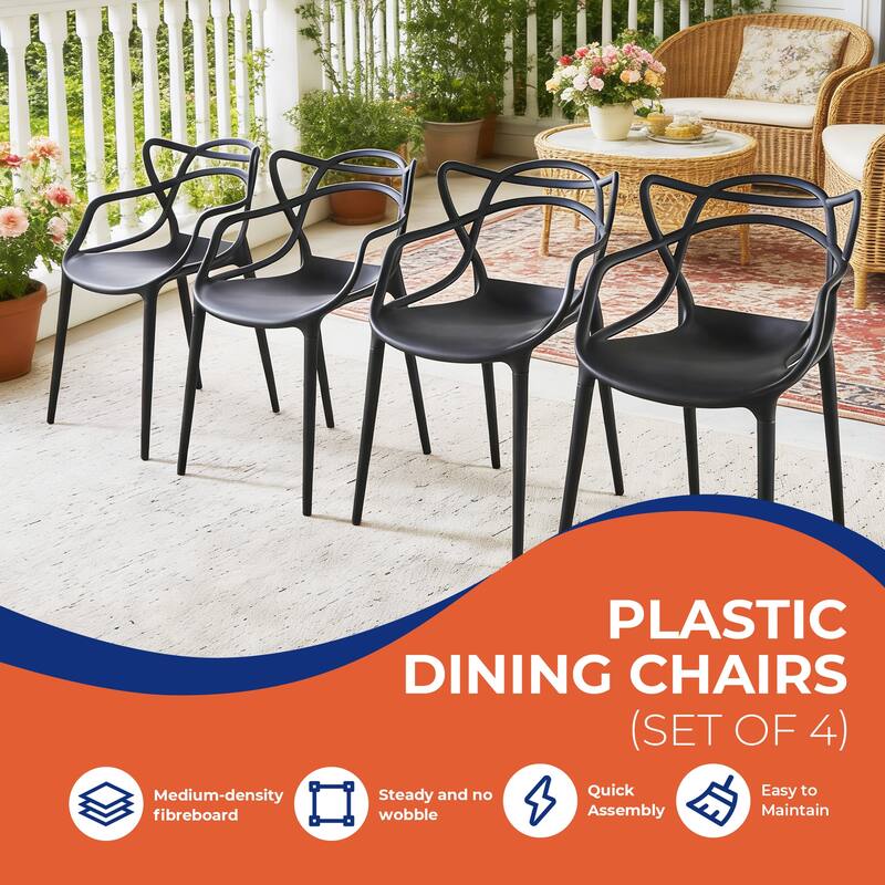 Set of 4 Plastic Dining Chairs
